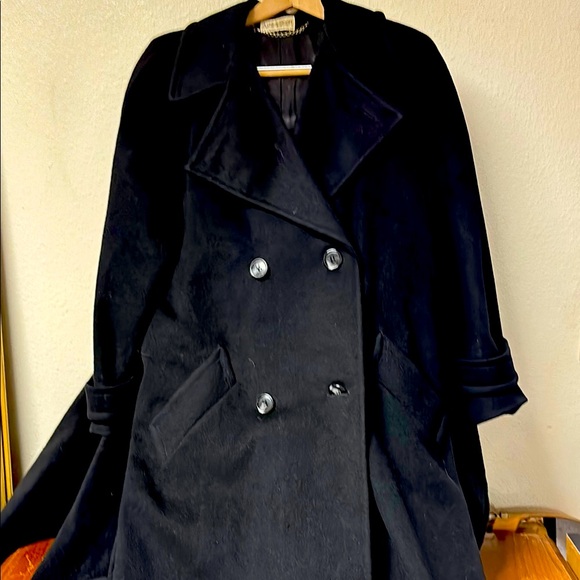Classic Black Double-Breasted Pea Coat Vintage - Picture 1 of 3